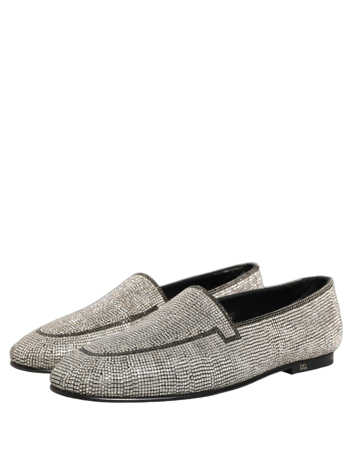 Silver Crystal Embellished Men Loafers Shoes