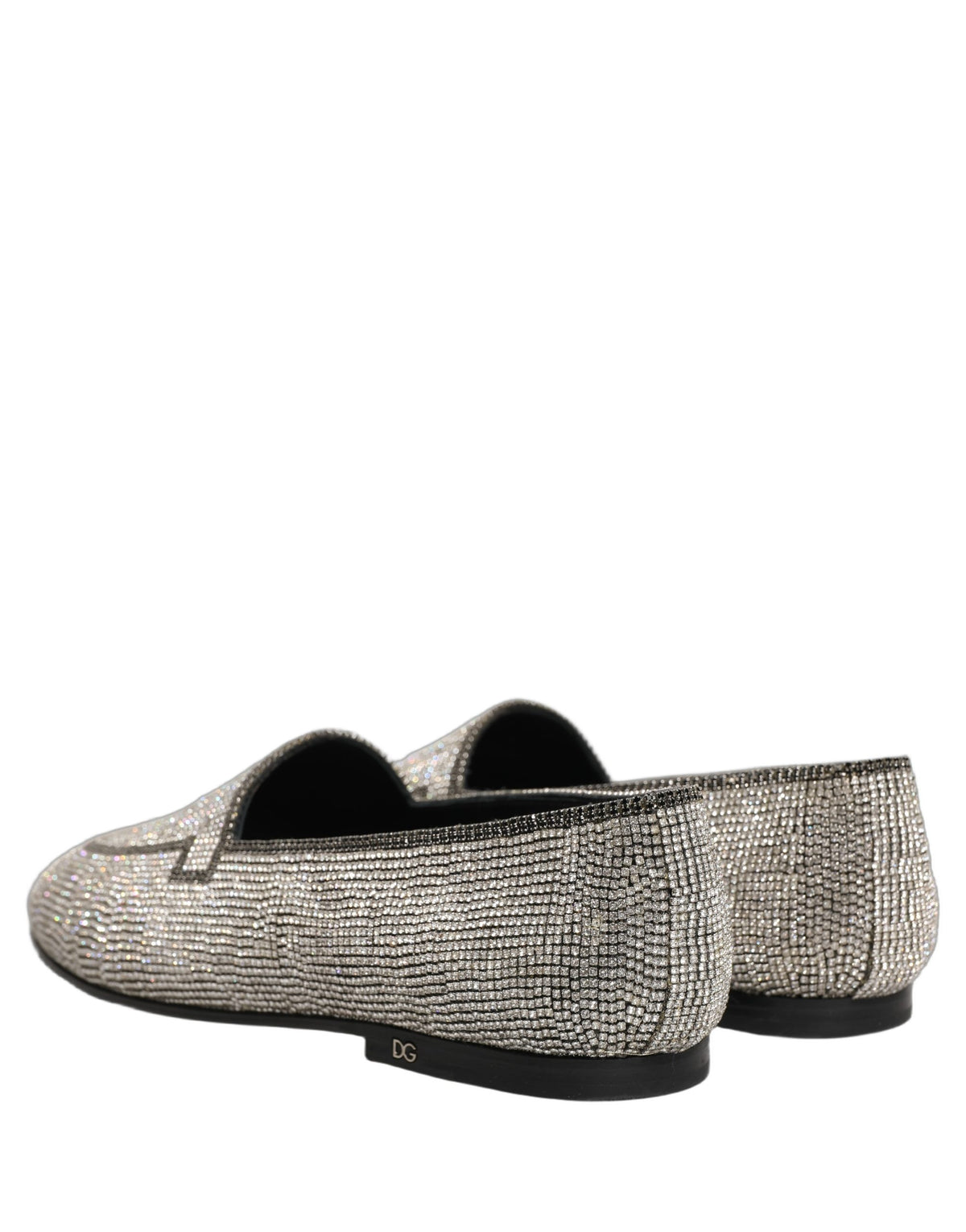 Silver Crystal Embellished Men Loafers Shoes