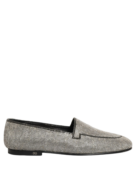 Silver Crystal Embellished Men Loafers Shoes