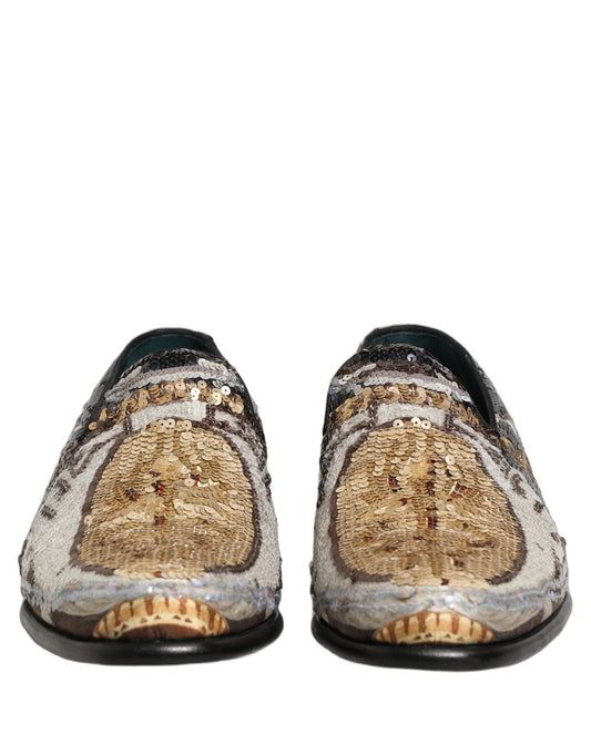 Multicolor Embroidered Sequin Loafers Shoes