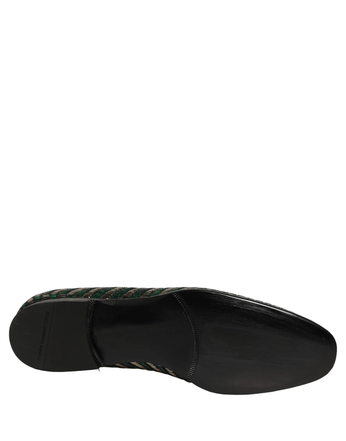Silver Green Embellished Dress Loafers Shoes