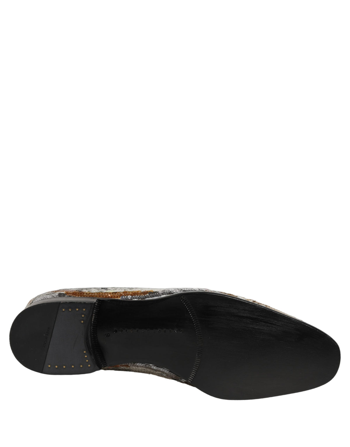 White Gold Sequined Slip On Loafers Shoes