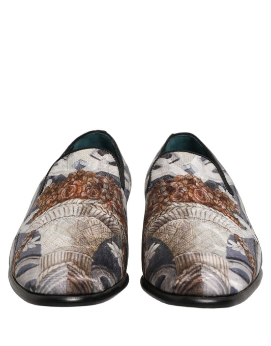 Multicolor Floral Tapestry Embroidery Loafer Shoes