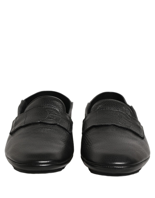 Black Deerskin Leather Driver Loafers Shoes