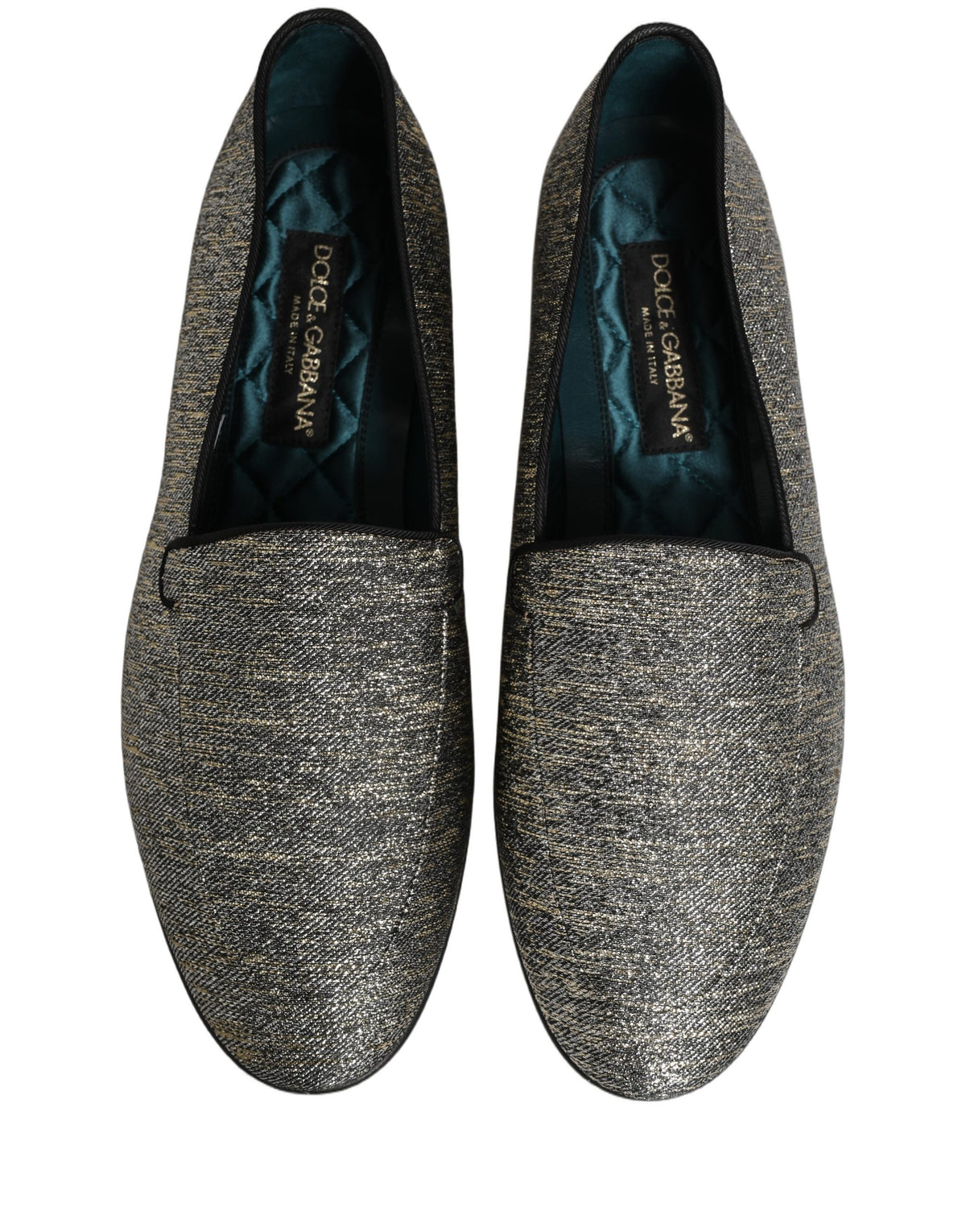 Gray Glitter Lurex DG Logo Dress Loafers Shoes