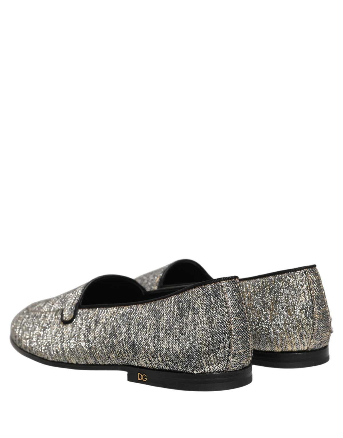 Gray Glitter Lurex DG Logo Dress Loafers Shoes