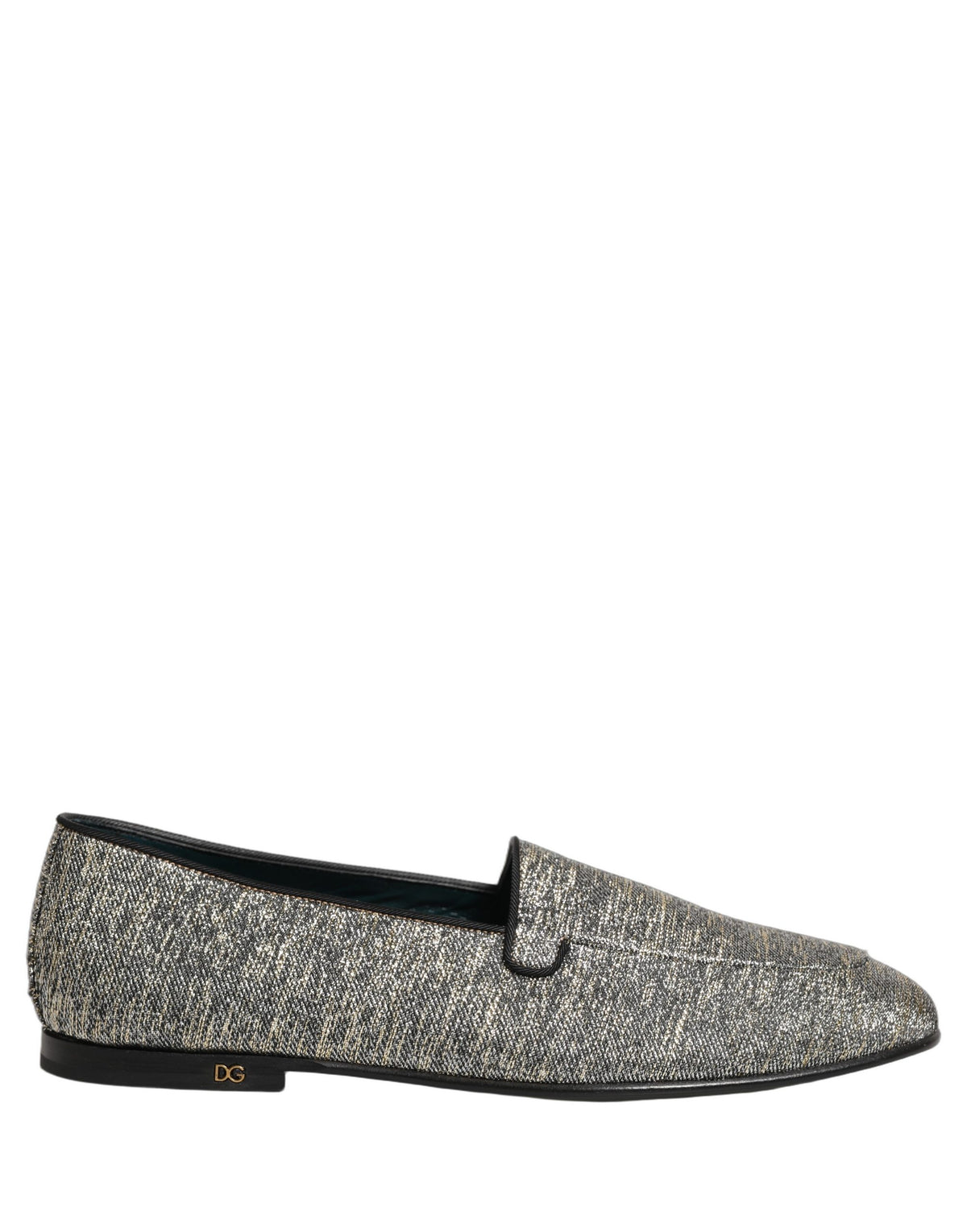 Gray Glitter Lurex DG Logo Dress Loafers Shoes