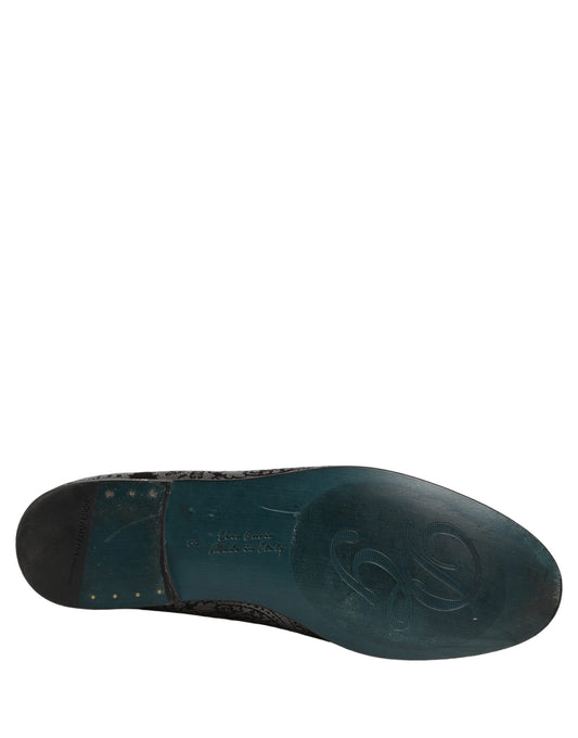 Silver Jacquard Leather Slip On Loafers Shoes