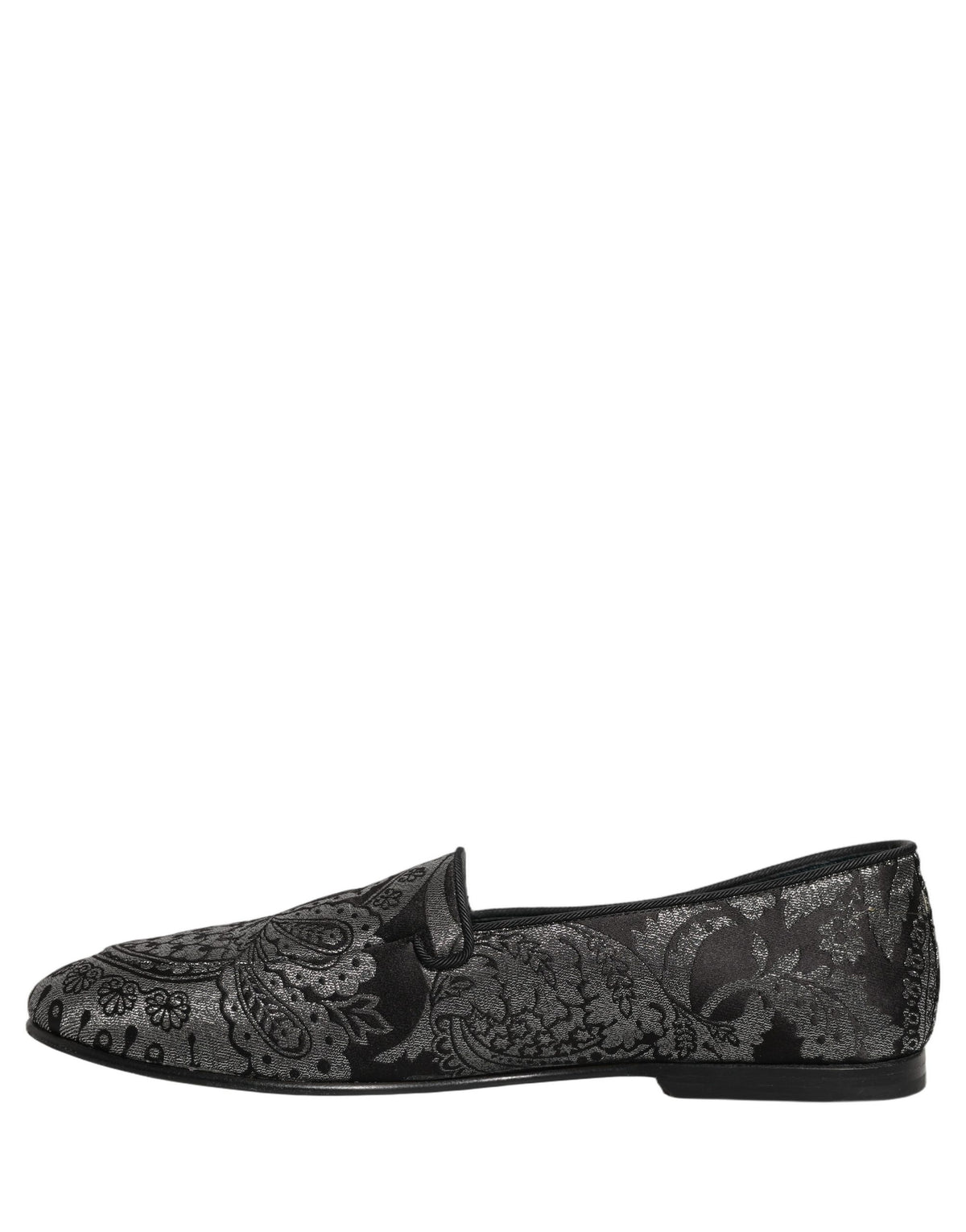 Silver Jacquard Leather Slip On Loafers Shoes