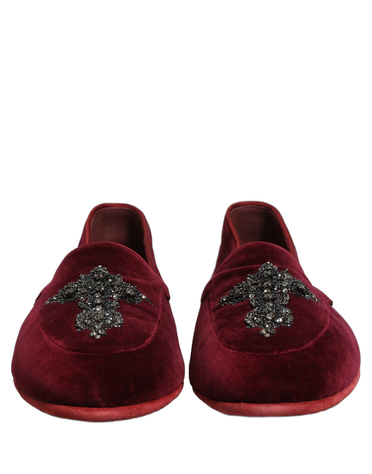 Red Suede Embellished Men Dress Loafers Shoes