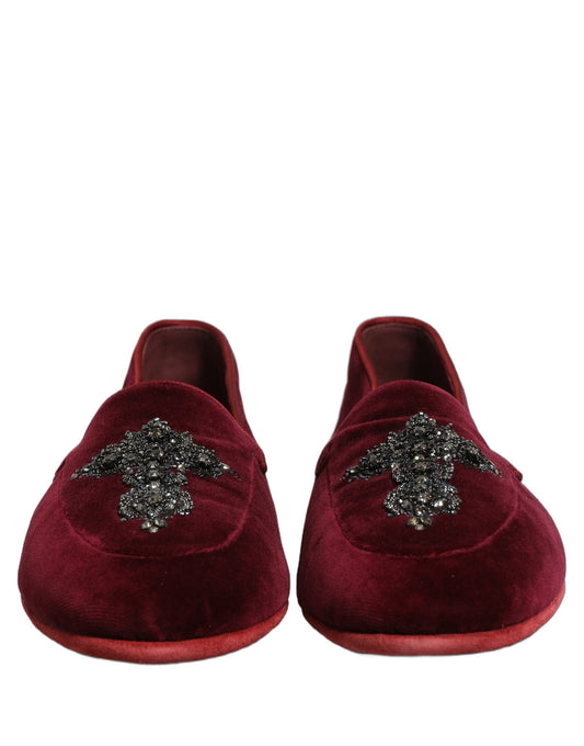 Red Suede Embellished Men Dress Loafers Shoes
