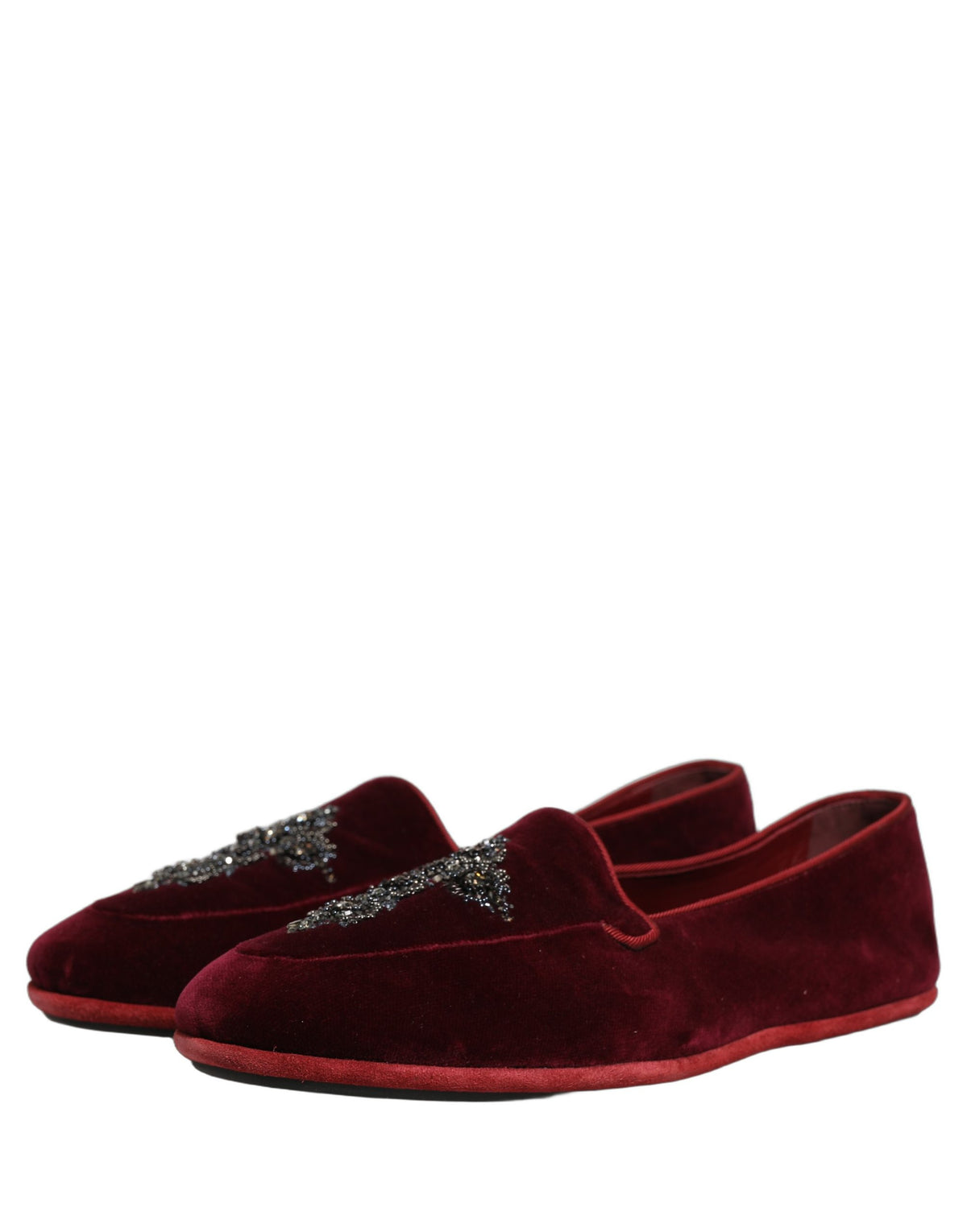 Red Suede Embellished Men Dress Loafers Shoes