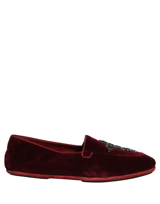 Red Suede Embellished Men Dress Loafers Shoes