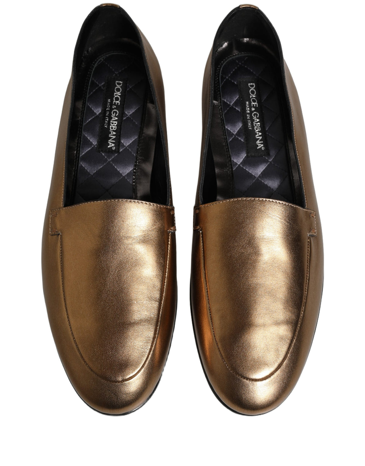 Gold Leather DG Logo Slip On Men Loafers Shoes