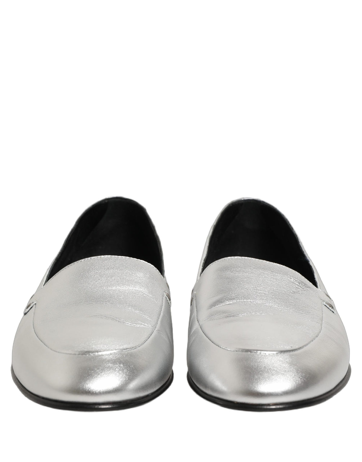 Silver Leather DG Logo Slip On Loafers Shoes
