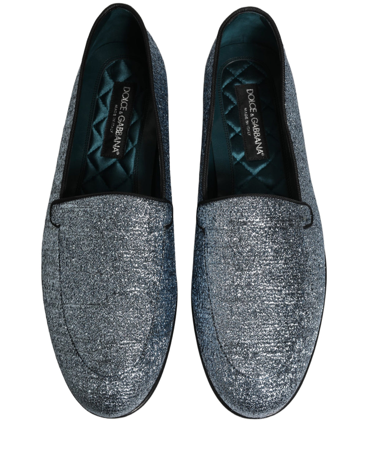 Blue Glitter Lurex DG Logo Dress Loafers Shoes