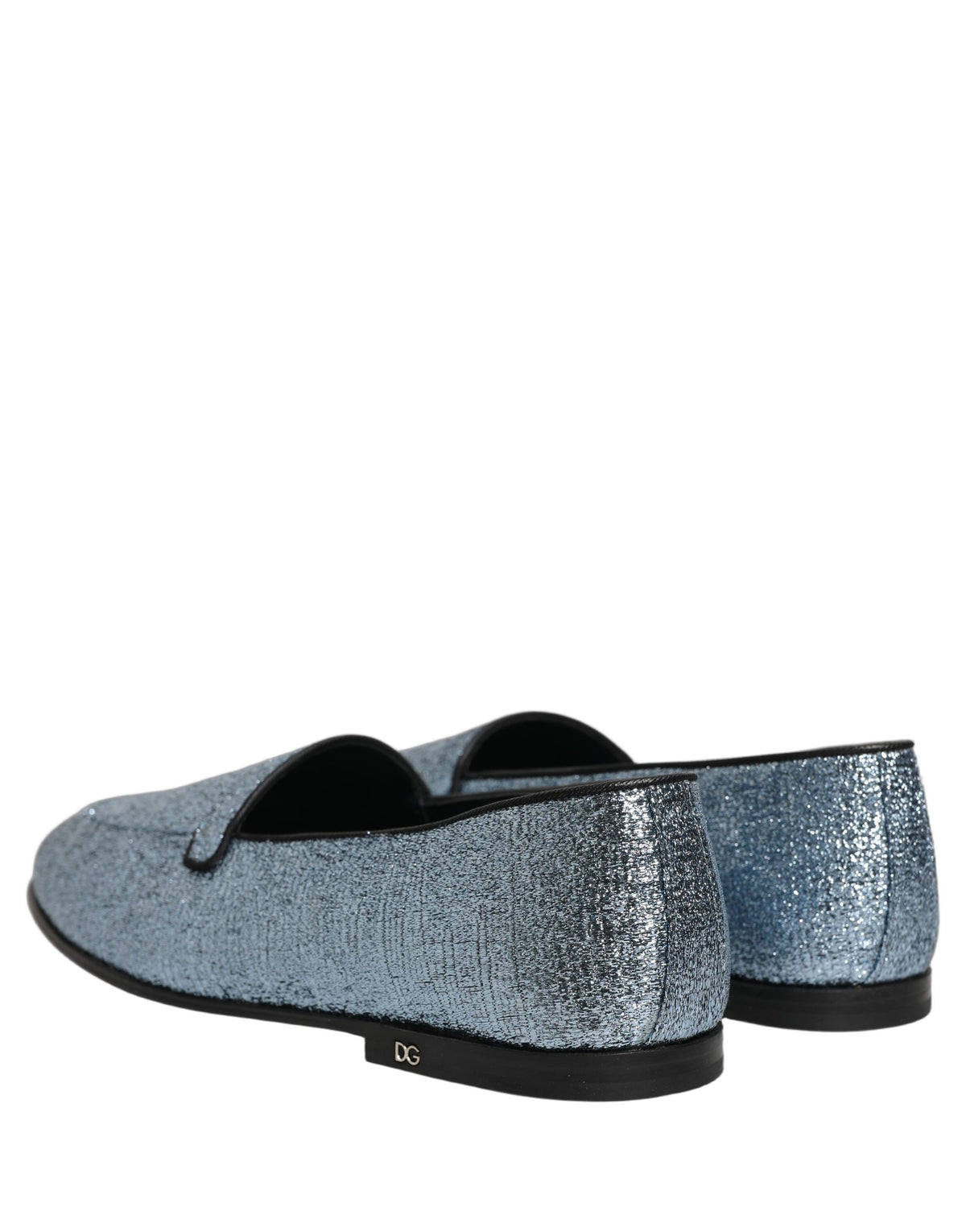 Blue Glitter Lurex DG Logo Dress Loafers Shoes