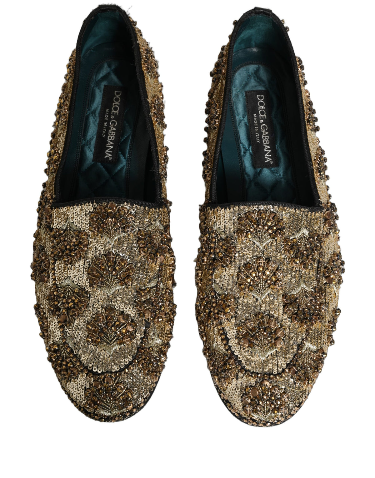 Gold Sequin Embellished Dress Loafers Shoes