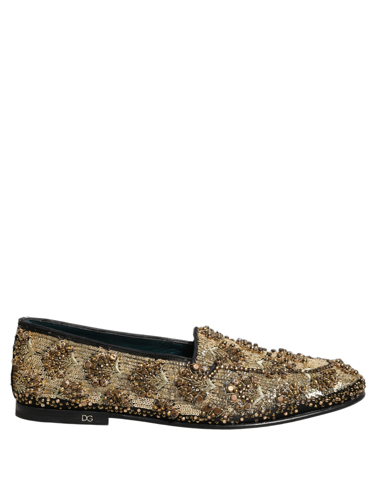 Gold Sequin Embellished Dress Loafers Shoes