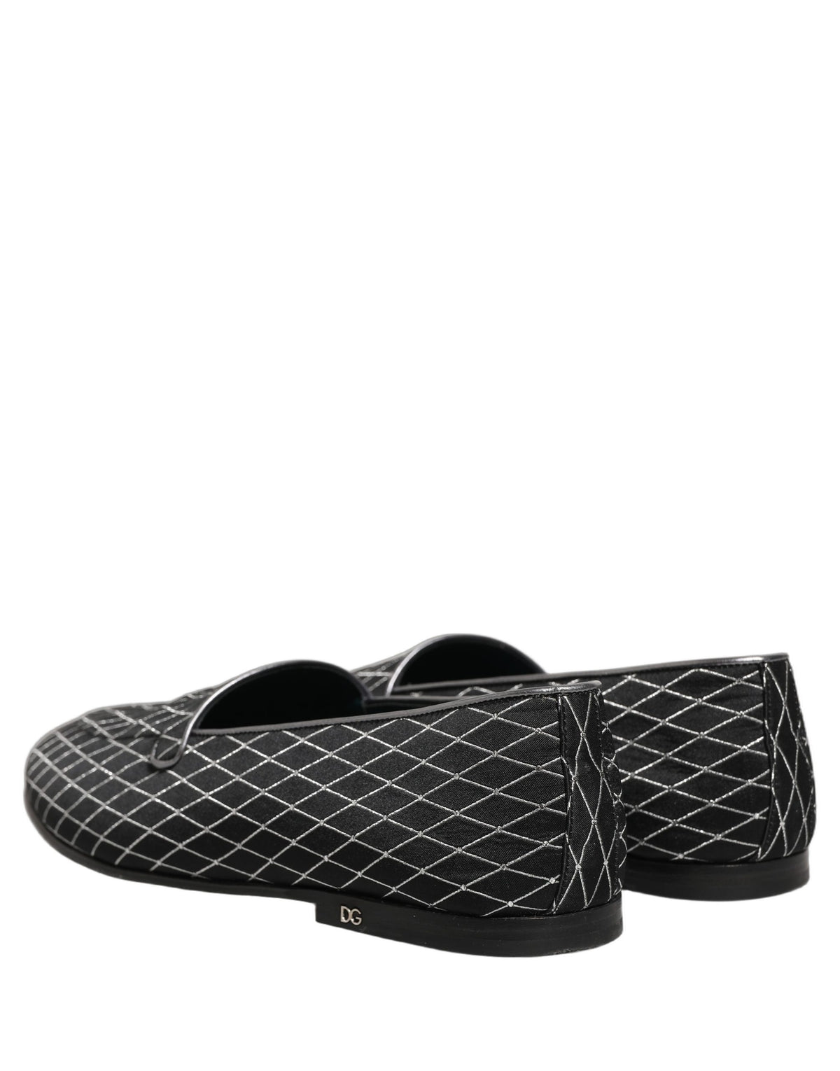 Black Velvet Diamond Stitched Loafers Shoes