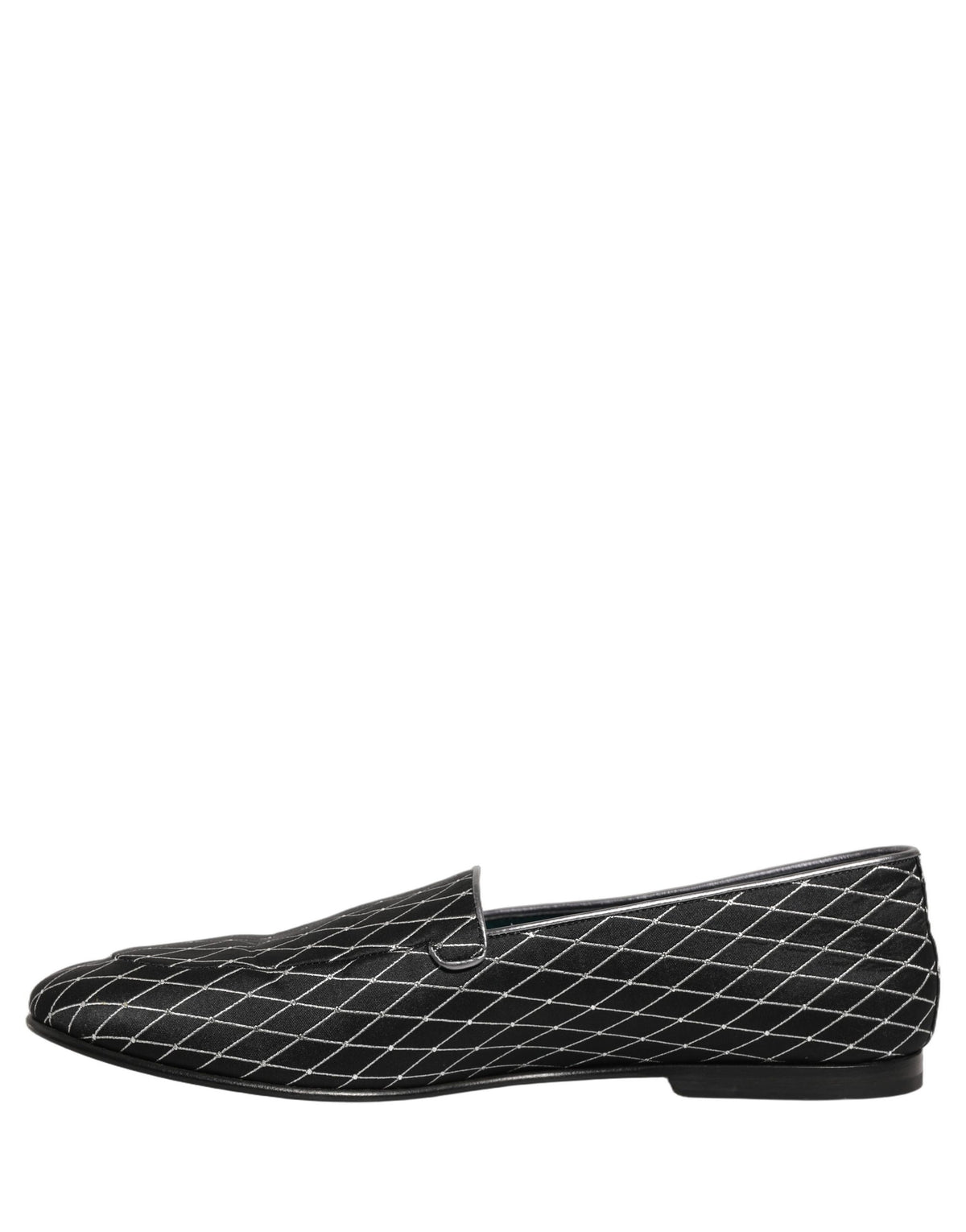 Black Velvet Diamond Stitched Loafers Shoes