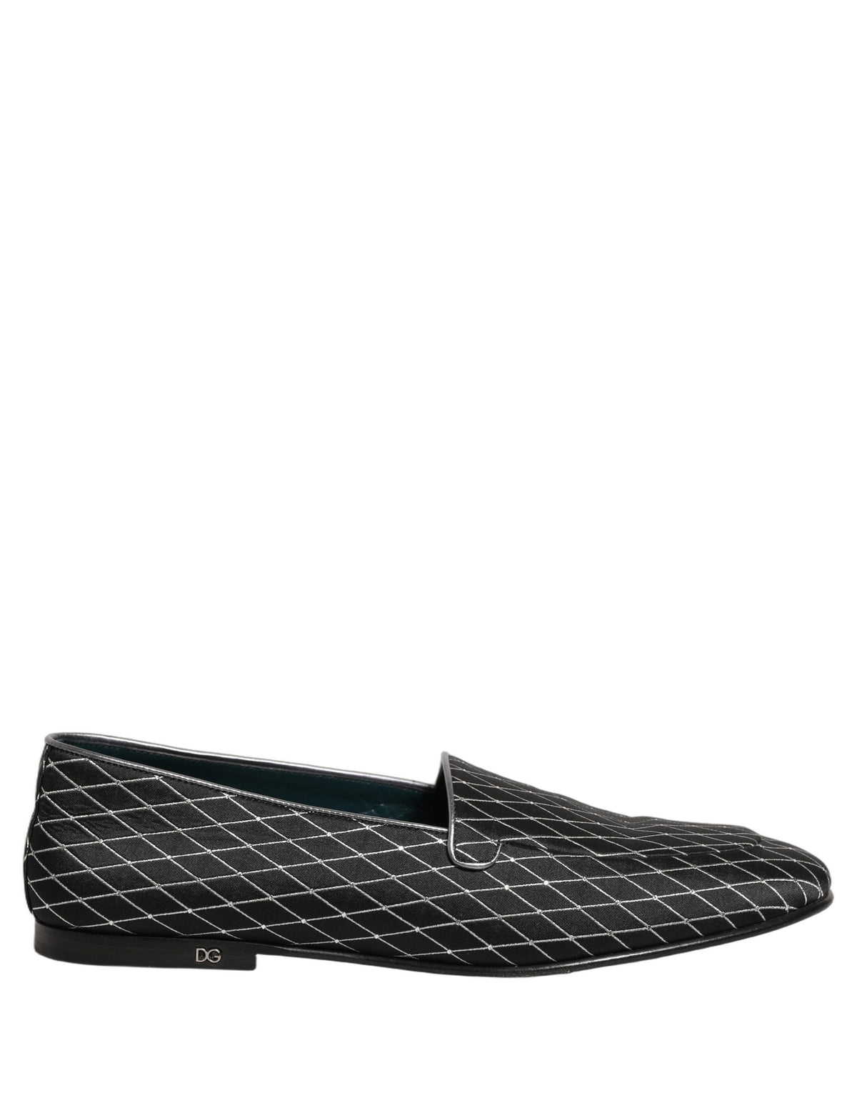 Black Velvet Diamond Stitched Loafers Shoes