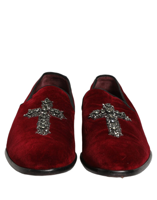 Maroon Suede Cross Slip On Dress Loafers Shoes