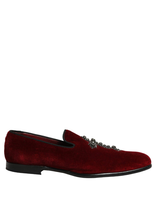 Maroon Suede Cross Slip On Dress Loafers Shoes