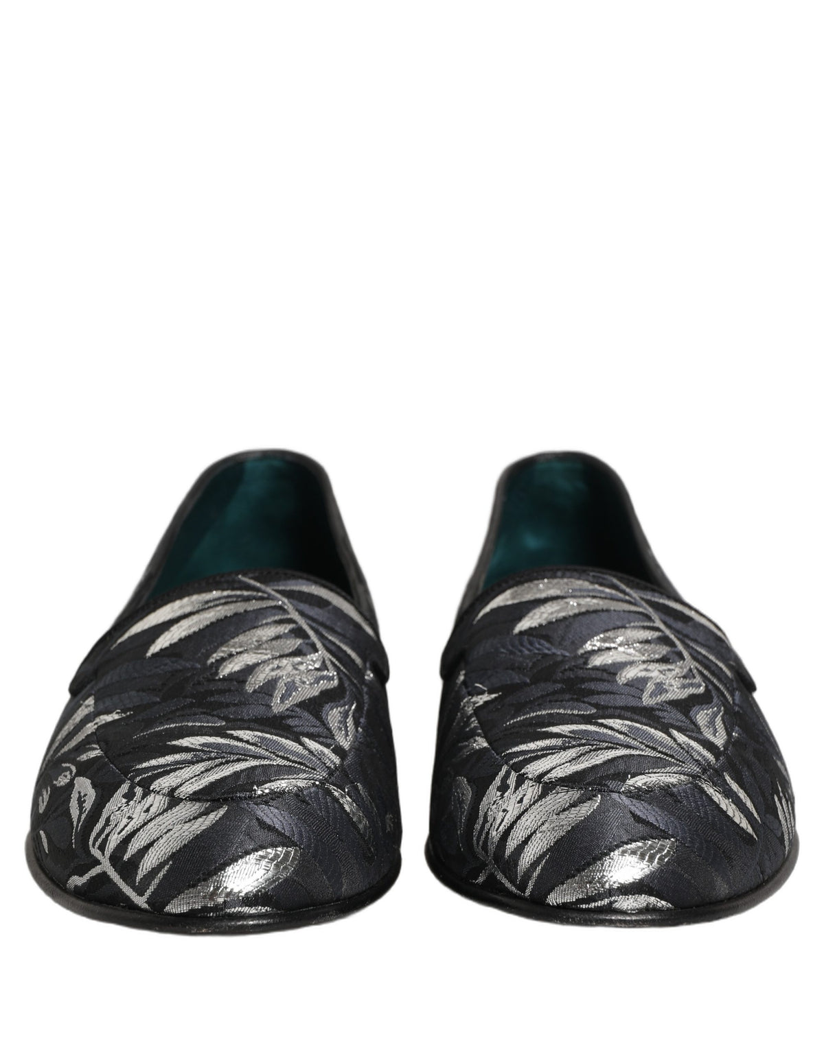 Black Leaf Embroidery Dress Men Loafers Shoes