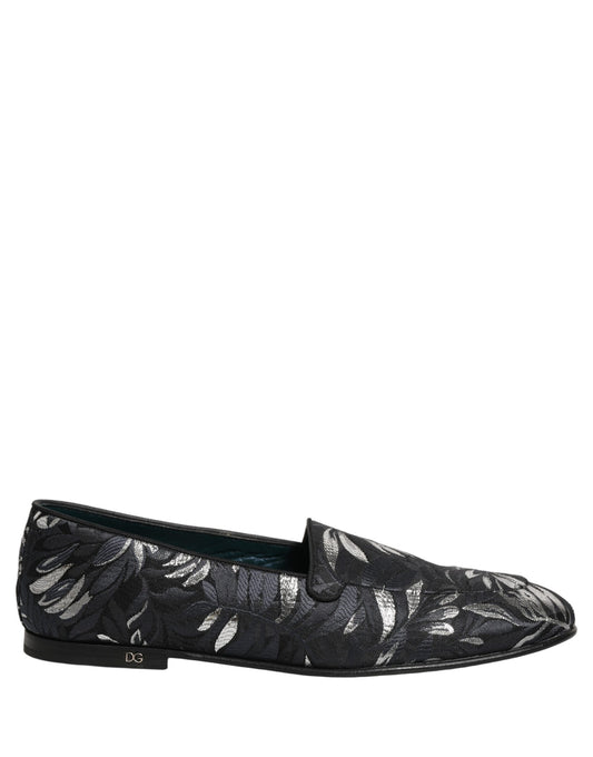 Black Leaf Embroidery Dress Men Loafers Shoes