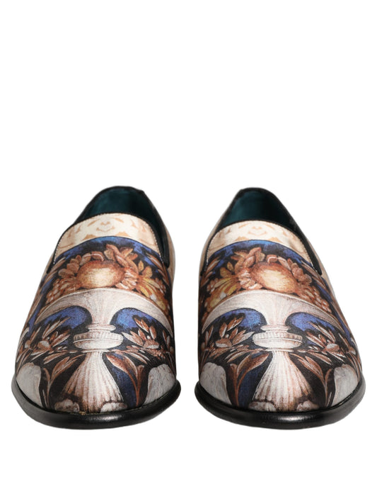 Multicolor Fruit Print Velvet Loafers Shoes