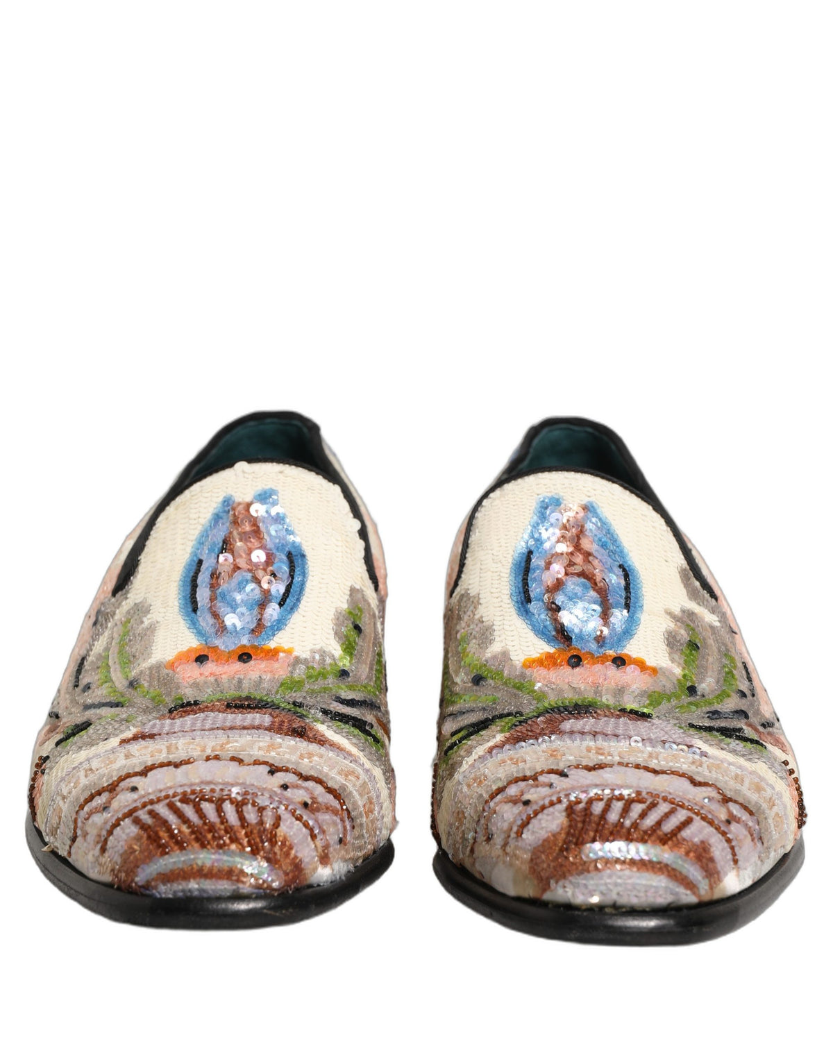 Multicolor Sequin Embroidered Loafers Shoes
