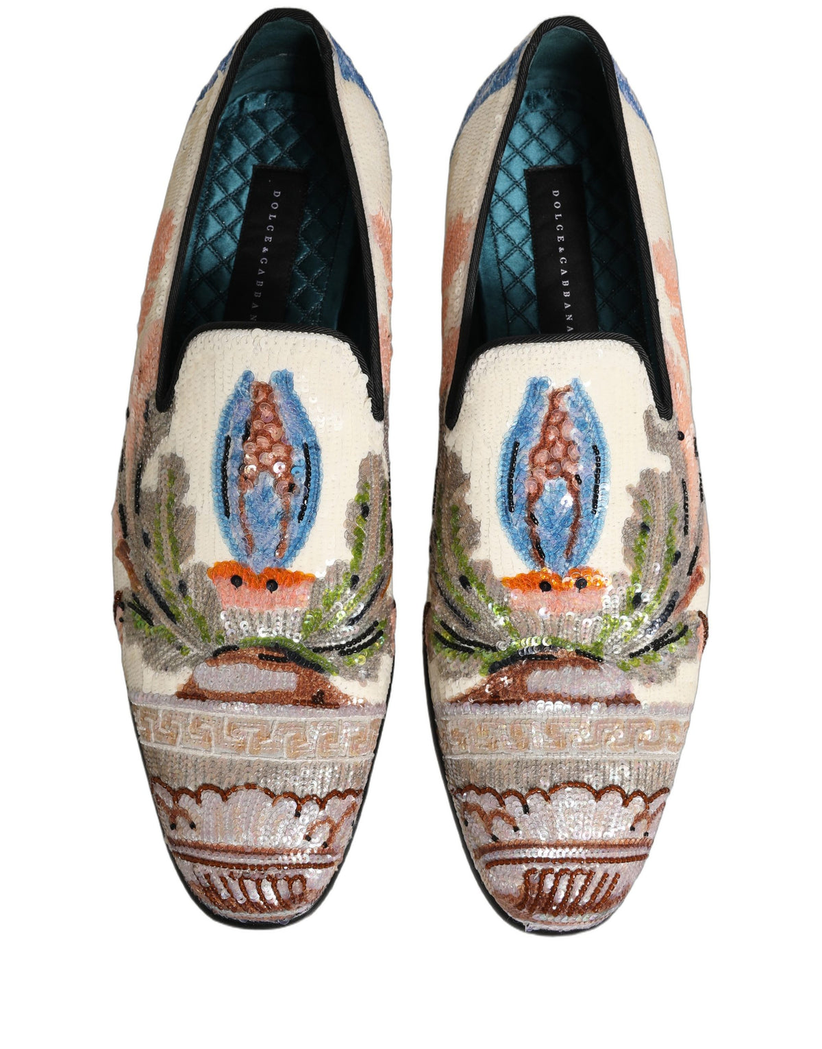 Multicolor Sequin Embroidered Loafers Shoes