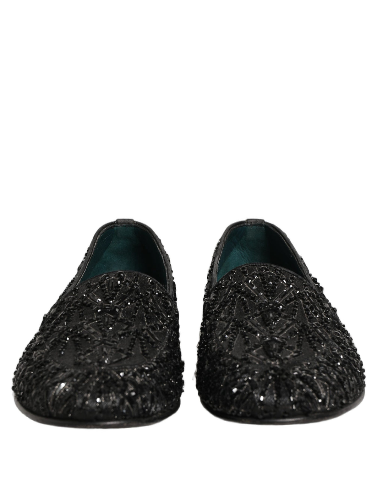 Black Velvet Embroidered Dress Loafers Shoes