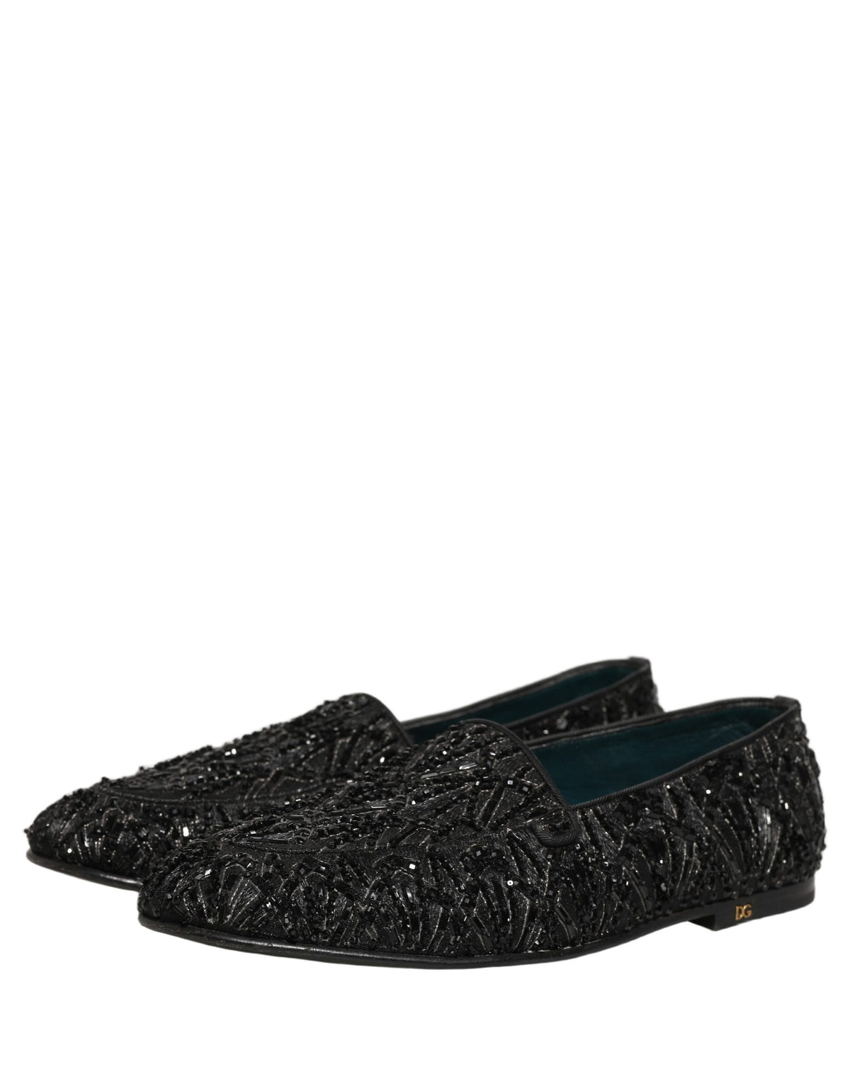 Black Velvet Embroidered Dress Loafers Shoes