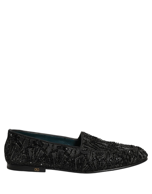 Black Velvet Embroidered Dress Loafers Shoes