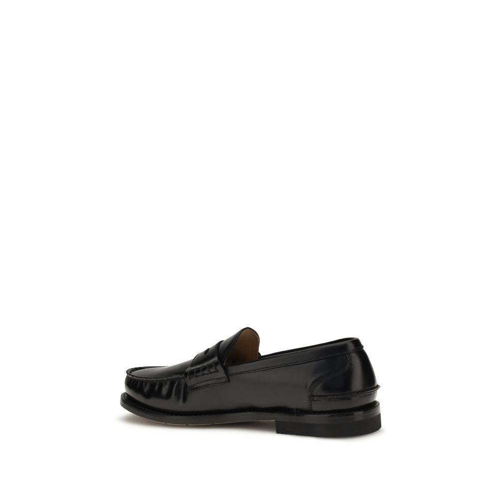Black Calf Leather Bos Taurus Slip-On Loafers