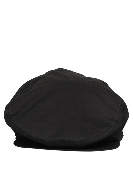 Men Black Cotton Stretch Newsboy Cloth Capello Hat