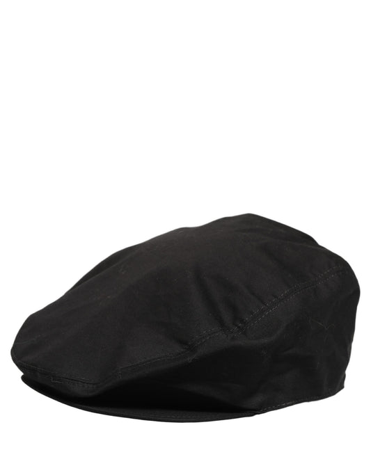 Men Black Cotton Stretch Newsboy Cloth Capello Hat