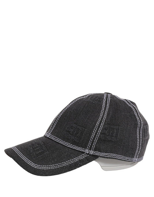 Men Black Cotton 6 Panel Baseball Capello Hat