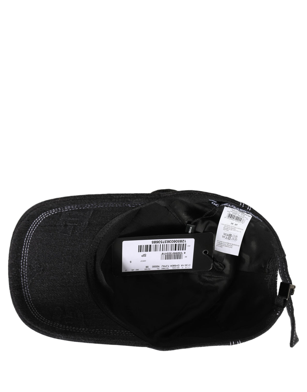 Men Black Cotton 6 Panel Baseball Capello Hat