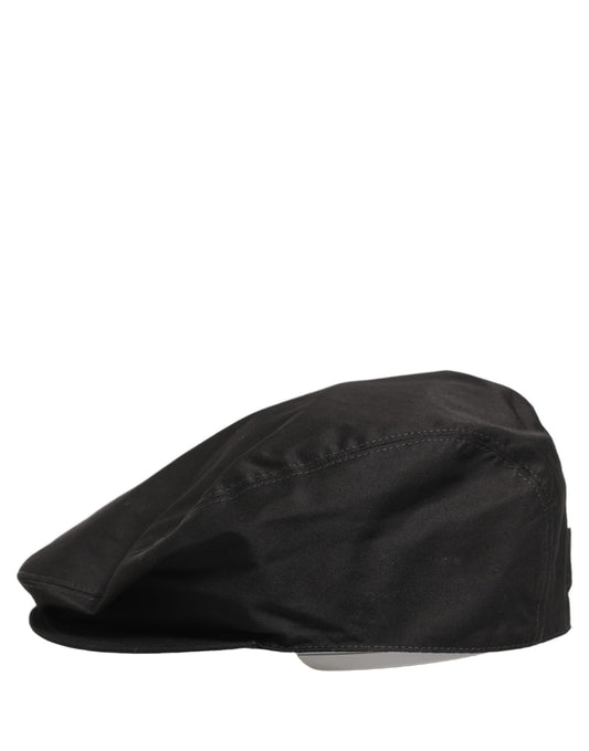 Men Black Cotton Stretch Newsboy Cloth Capello Hat