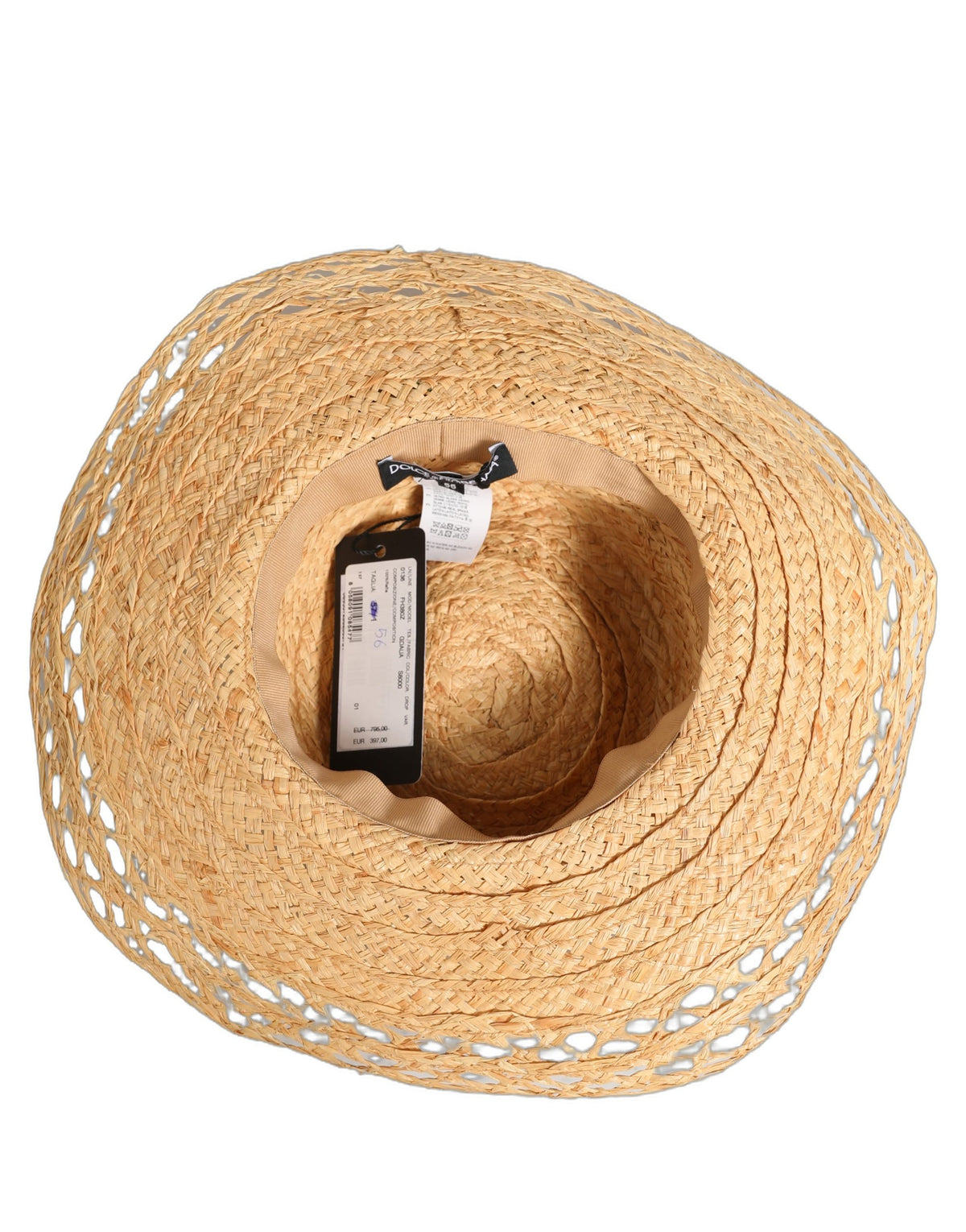 Women Beige Wide Brim Floral Bucket Capello Hat