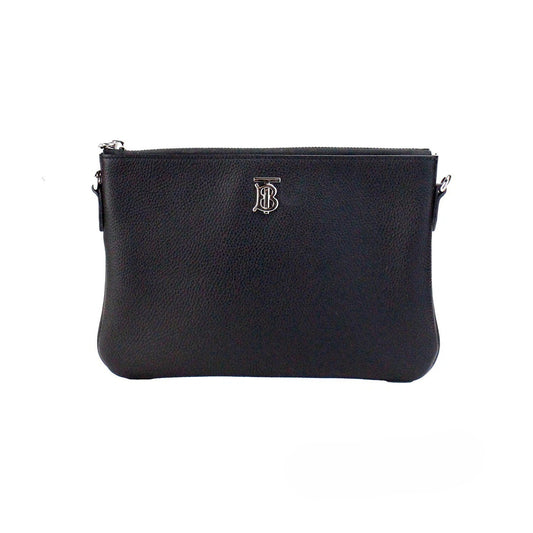 Burberry Peyton -monogrammikuvioinen musta nahkainen olkalaukku