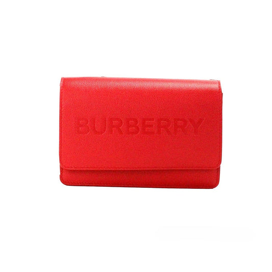 Burberry Hampshire Small, punainen kohokuvioitu logollinen sileä nahkainen olkalaukku