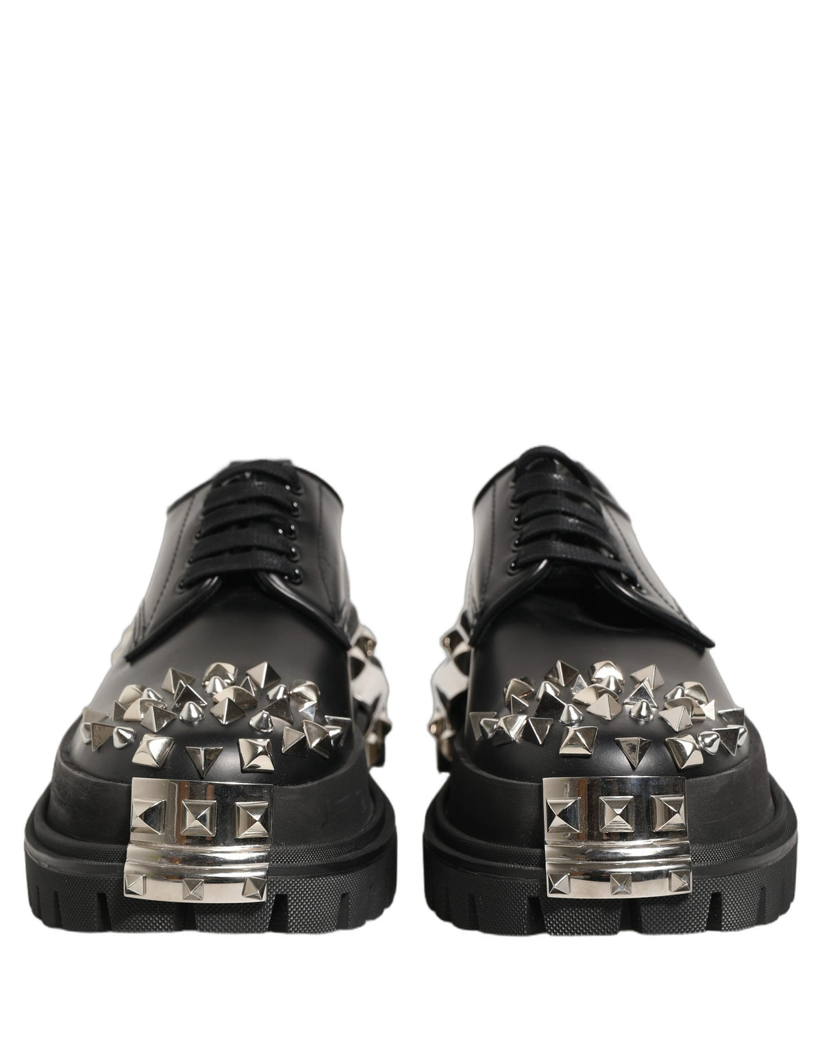 Black Leather Studded Hi-Trekking Derby Shoes