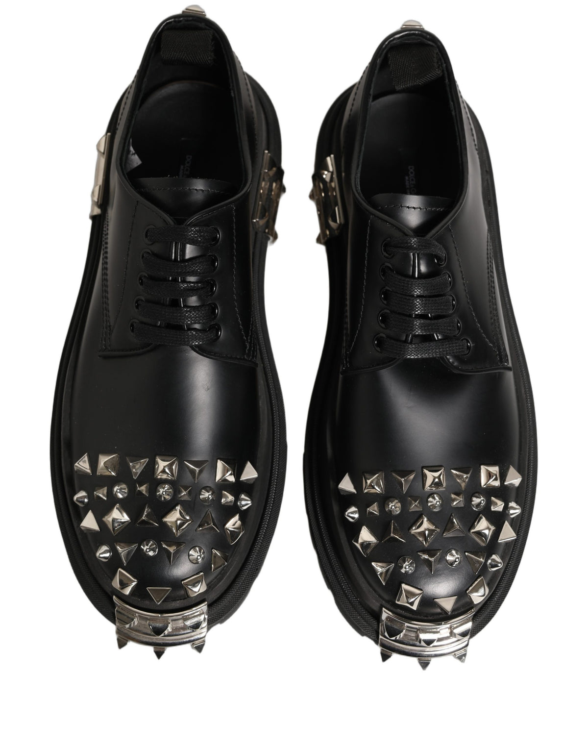 Black Leather Studded Hi-Trekking Derby Shoes