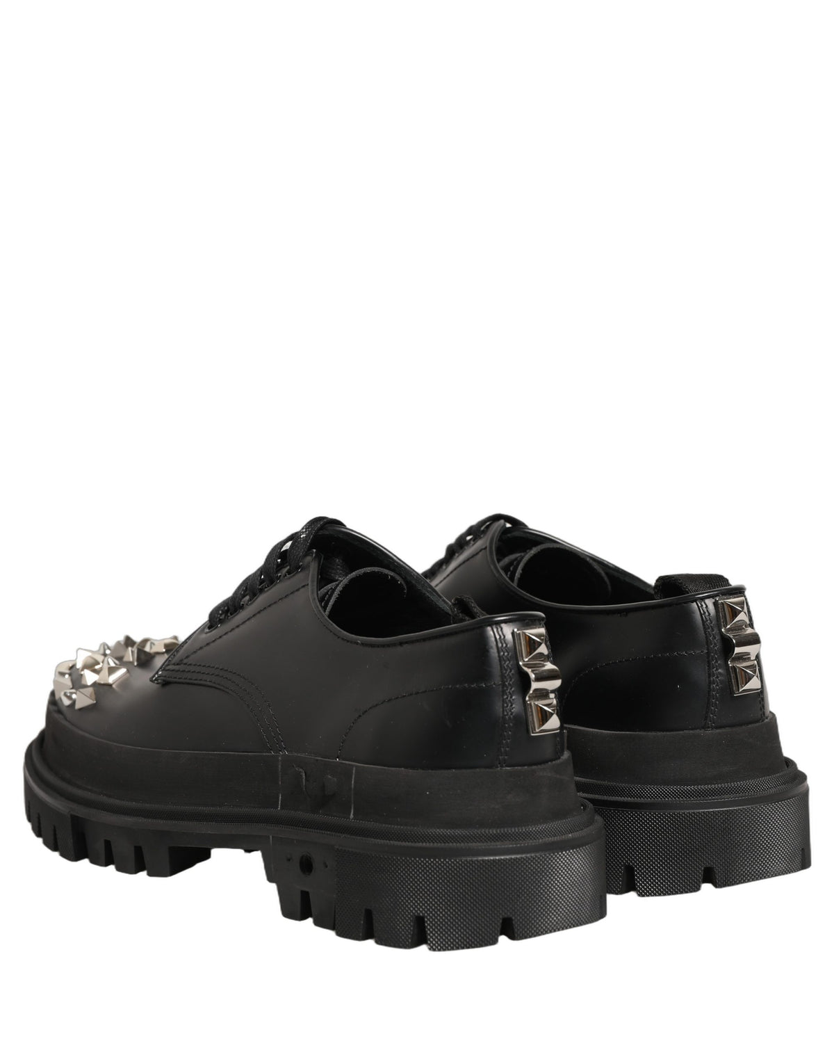 Black Leather Studded Hi-Trekking Derby Shoes