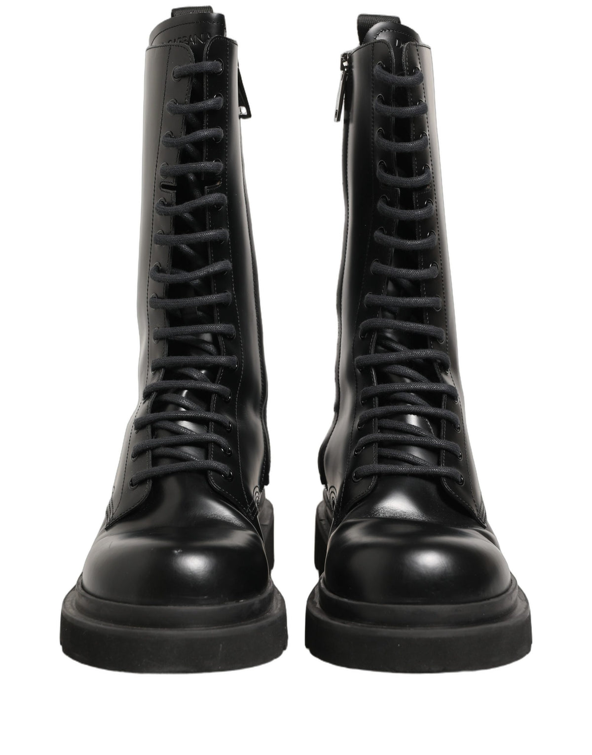 Black Leather Lace Up Men Combat Boots Shoes