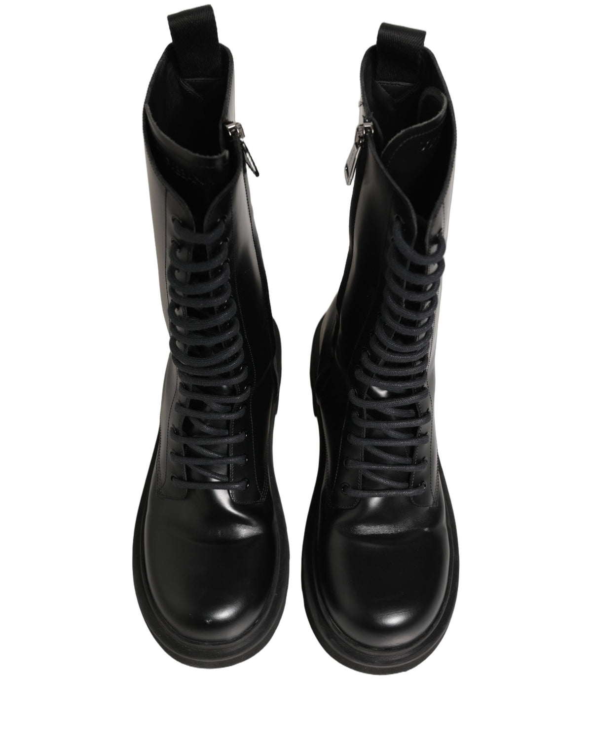 Black Leather Lace Up Men Combat Boots Shoes